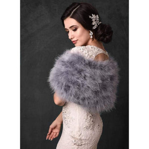 Brides Grey Vintage Inspired Marabou Feather Stole, Shrug, Wrap 40