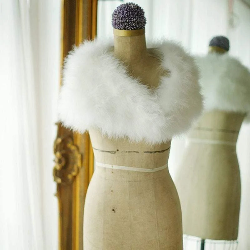 Brides Ivory Vintage Inspired Marabou Feather Stole, Shrug, Wrap 41