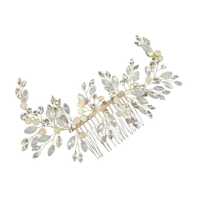 
            
                Load image into Gallery viewer, Brides Opel Hair Comb, Crystal Headdress, Silver or Gold 7422,7421-Silver
            
        