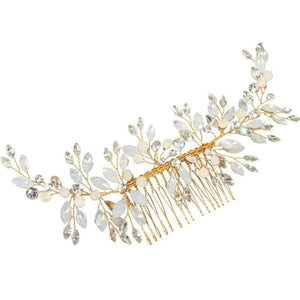 
            
                Load image into Gallery viewer, Brides Opel Hair Comb, Crystal Headdress, Silver or Gold 7422,7421-Silver
            
        