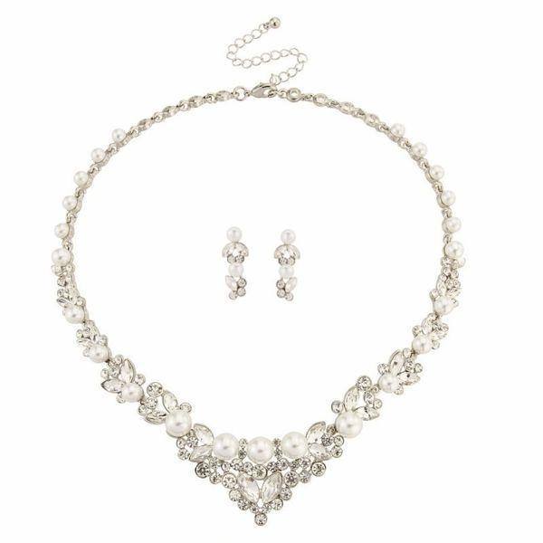 Brides Pearl Necklace & Earring Wedding Jewellery Set 1673