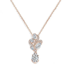 Brides Rose Gold Crystal Drop Necklace 1961