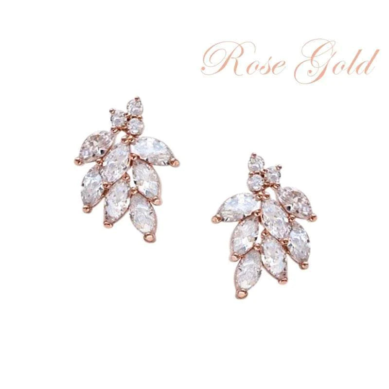 
            
                Load image into Gallery viewer, Brides Rose Gold Crystal Wedding Earrings 7297
            
        