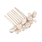 Brides Rose Gold Hair Comb with Crystal & Pearls, A7784