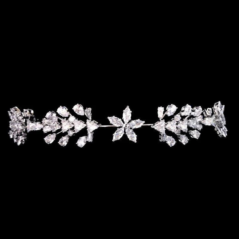 Brides Shimmering Vine Crystal Headband on Silver finish 7624