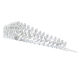 
            
                Load image into Gallery viewer, Brides Silver Crystal Wedding Tiara, 7330
            
        