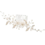 Brides Silver Floral Hair Comb with Opals and Pearls, A7851