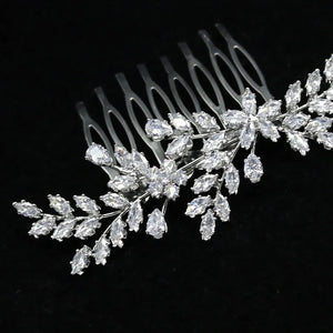 Brides Silver Hair Comb with Crystal, A7802