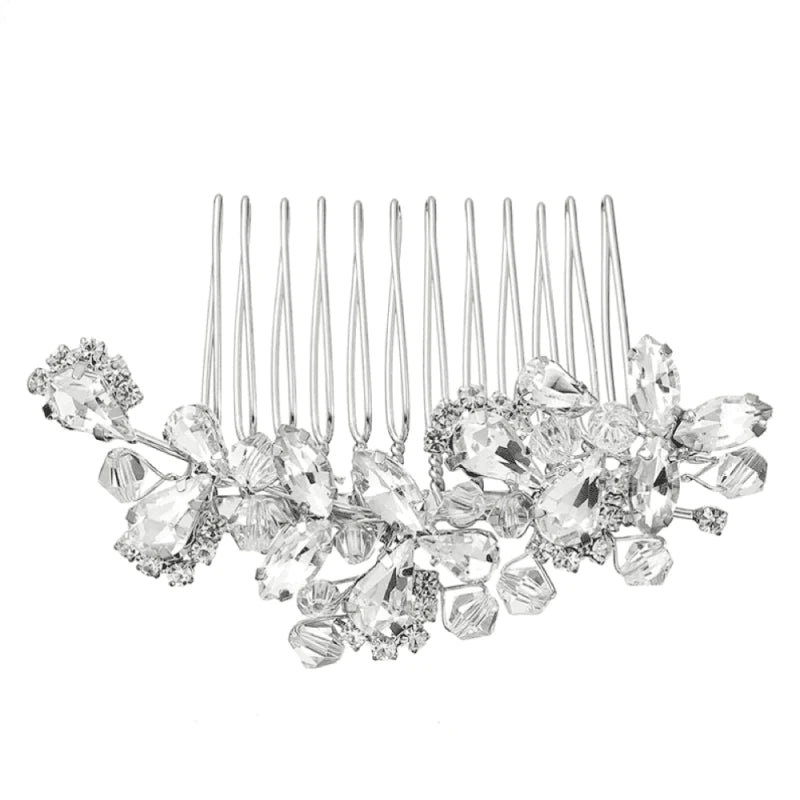 Brides Silver Hair Comb with Crystal, A7919