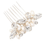 Brides Silver Hair Comb with Crystal & Pearls, A7783