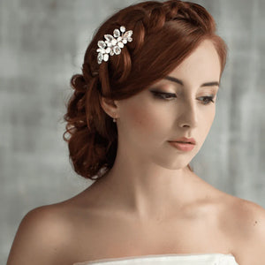 Brides Silver Hair Comb with Crystal & Pearls, A7783