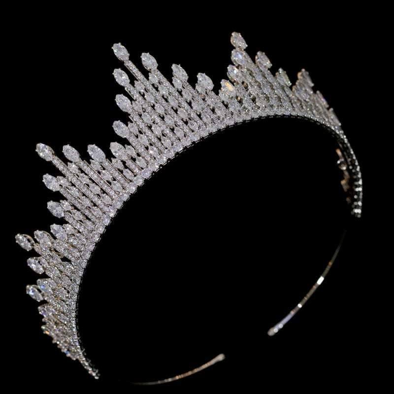 Brides Starlet Crown, Exquisite Headdress, CZ Crystals, Silver 55