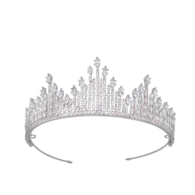 Brides Starlet Crown, Exquisite Headdress, CZ Crystals, Silver 55