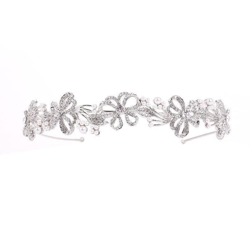 Bridesmaids Crystal Chic Headband, Clear Crystals, Bridal Headpiece 1994,6026,1995-Silver