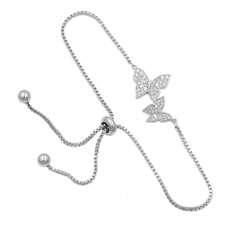 Bridesmaids Silver Butterfly Bracelet with Crystals 3034