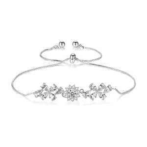 Bridesmaids Silver Floral Bracelet with CZ Crystals 7489
