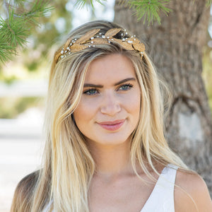 Bronze Leaf Bridal Headband, Grecian Dream