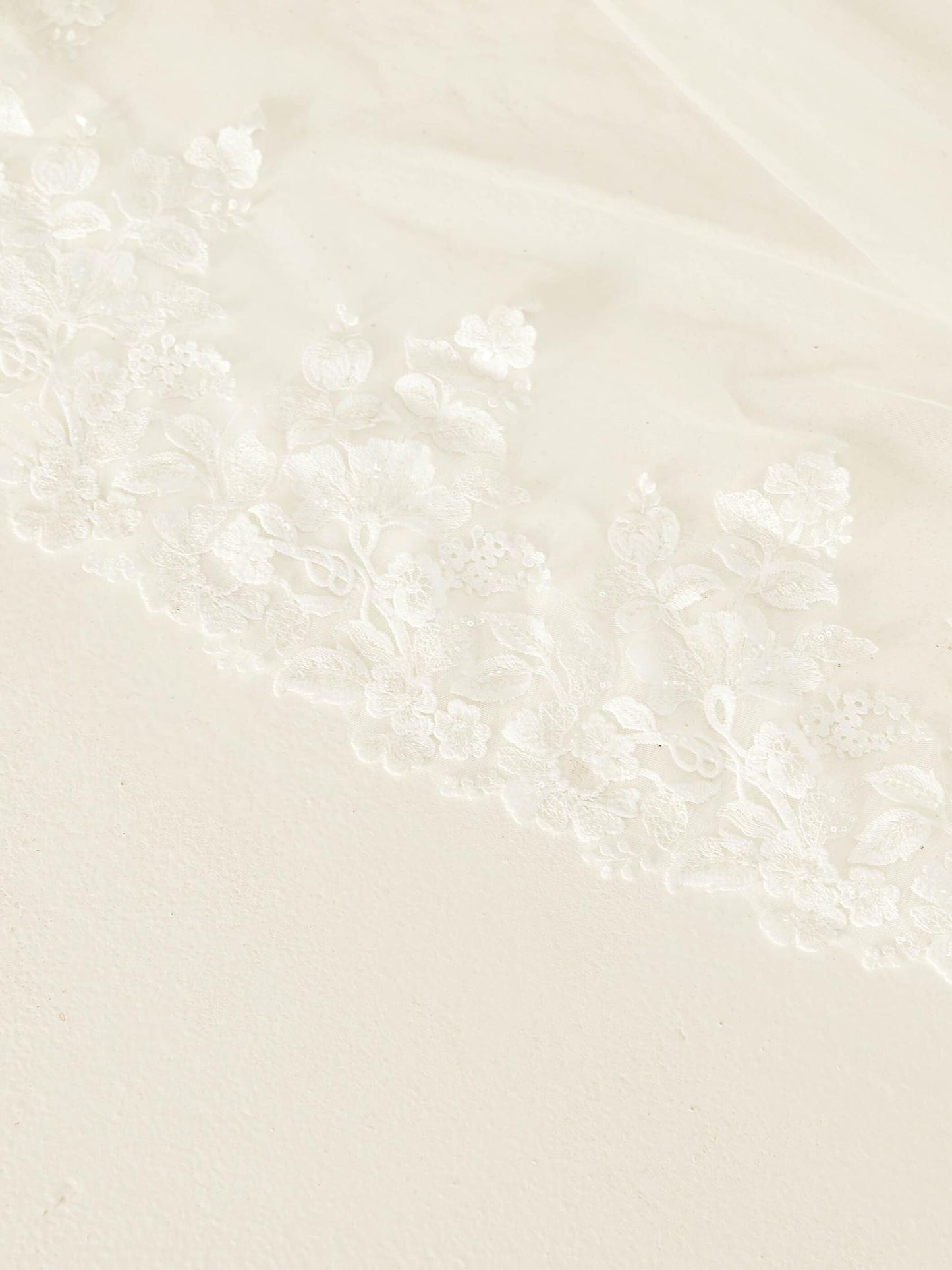 Cathedral Length Wedding Veil, Single Tier, Cut & Lace Edge, Ivory Tulle S437