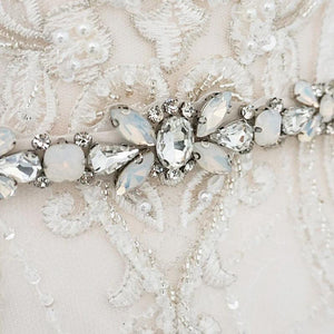 Chic Bridal Belt with Crystals and Opals, Wedding Dress Belt, Organza Sash 139