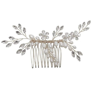 Chic Bridal Hair Comb, Crystal Headdress, Silver finish 7545