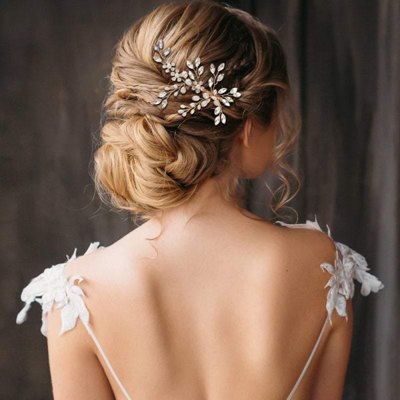 Chic Bridal Hair Comb, Crystal Headdress, Silver finish 7545