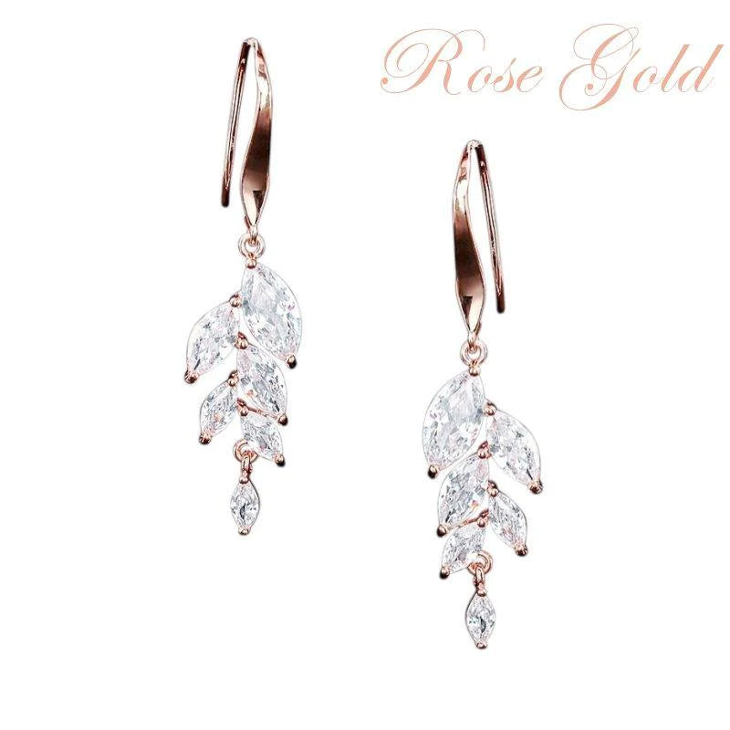 Crystal Drop Earrings, Available in Gold, Rose Gold, Silver 7198,7197,7302-Silver - Topknot Tiaras & Veils