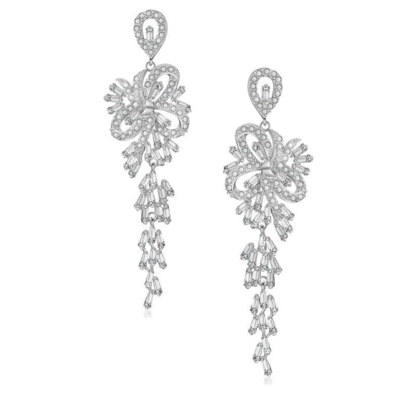 Crystal Drop Wedding Earrings, Vintage Inspired 1724 - Topknot Tiaras & Veils