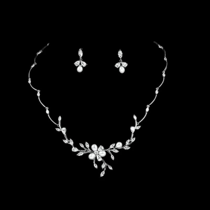 Crystal Necklace & Earring Jewellery Set, A9777 - Topknot Tiaras & Veils