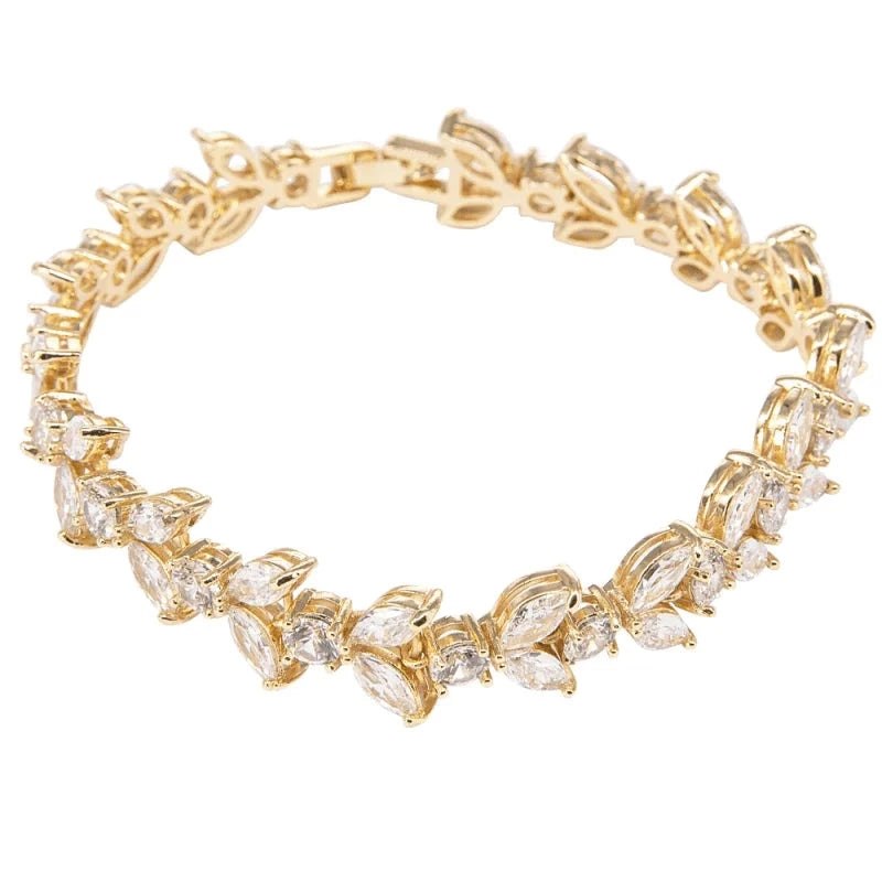 Crystal Wedding Bracelet Gold Finish 7841 - Topknot Tiaras & Veils