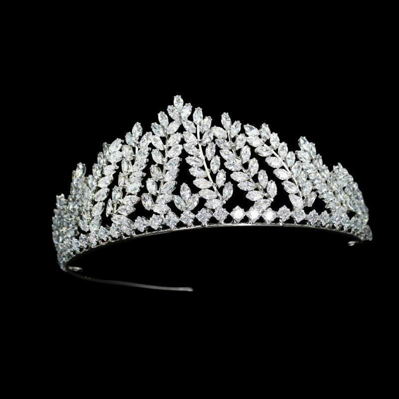 Crystal Wedding Tiara, Silver Bridal Crown 7007