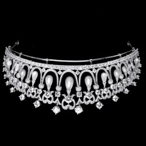 Crystal Bridal Tiara, Silver Wedding Headpiece, Diana 9126