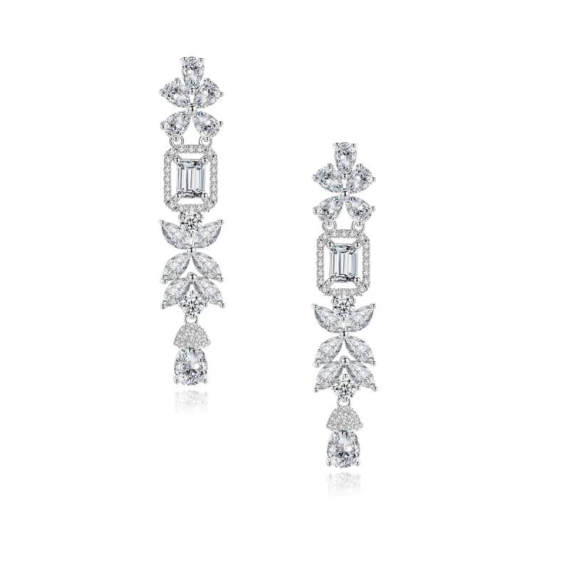 Crystal Chandelier Wedding Earrings, Silver 7686