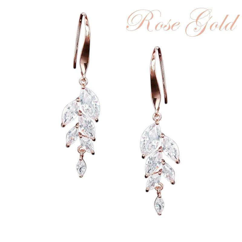 Crystal Drop Earrings, Available in Gold, Rose Gold, Silver 7198,7197,7302-Silver