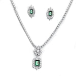 Crystal Necklace & Earring Set, Emerald Green Wedding Jewellery 9173