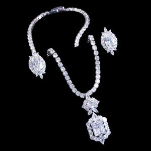 
            
                Load image into Gallery viewer, Crystal Necklace &amp;amp; Earring Set, Wedding Jewellery 9174
            
        