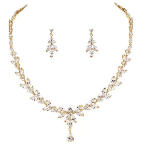 Crystal Necklace and Earring Set, Gold Bridal Jewellery 7750
