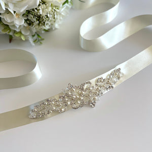 Crystal & Pearl Bridal Belt, Wedding Dress Belt Sash TT448