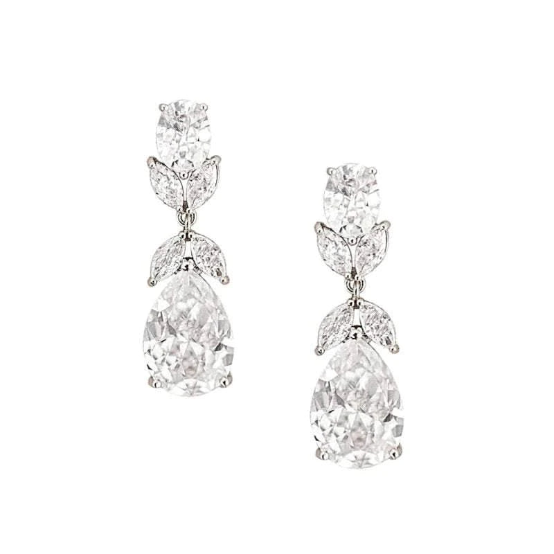 Crystal Starlet Earrings, Rose Gold or Silver, Bridal Jewellery 7196,7437-Rose Gold