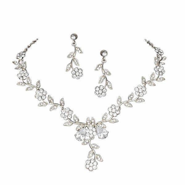 Crystal Vine Necklace & Earrings Wedding Jewellery Set 6085
