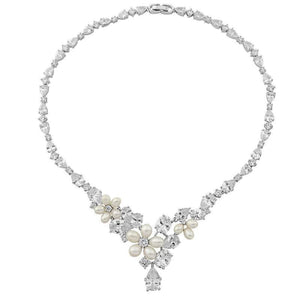 Crystal and Pearl Bridal Jewellery Set 1056
