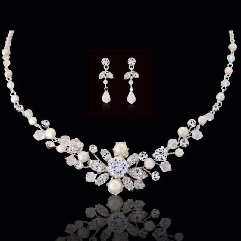 Crystal and Pearl Bridal Jewellery Set 3728