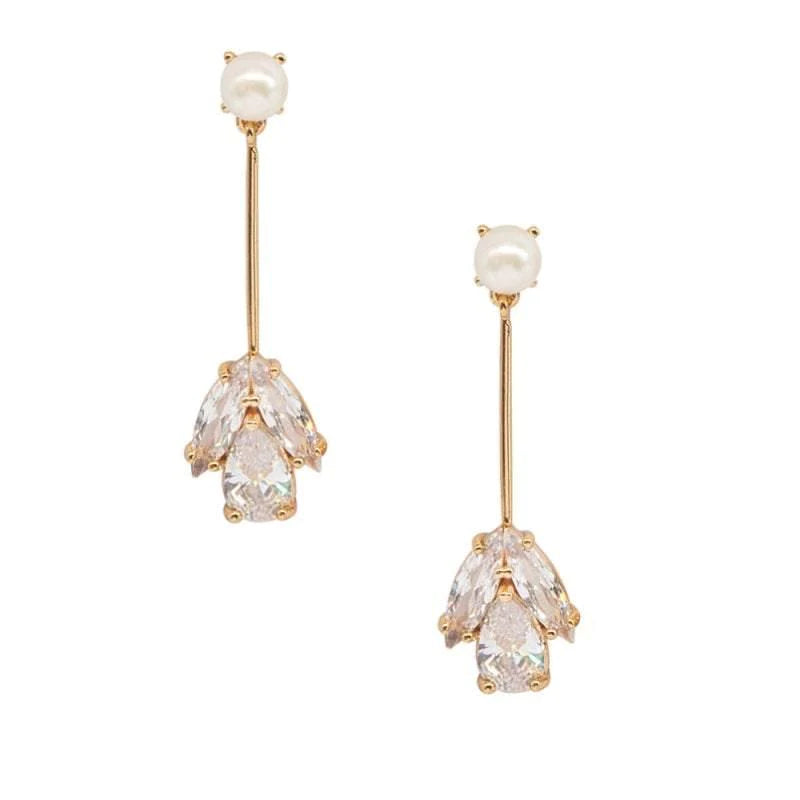 
            
                Load image into Gallery viewer, Crystal and Pearl Drop Earrings, Gold or Silver, Bridal Jewellery 7414,7415-Silver
            
        