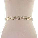 Crystal and Pearl Embellished Bridal Belt, Gold Wedding Dress Belt, Organza Sash 148