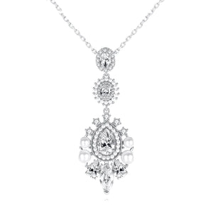 
            
                Load image into Gallery viewer, Crystal and Pearl Necklace, Wedding Jewellery 7685
            
        