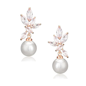 
            
                Load image into Gallery viewer, Crystallure Pearl Drop Earrings, Rose Gold or Silver 7550,7549-Rose Gold
            
        
