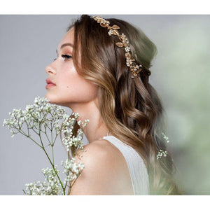 
            
                Load image into Gallery viewer, Dark Gold Crystal Wedding Hair Vine, 7385
            
        