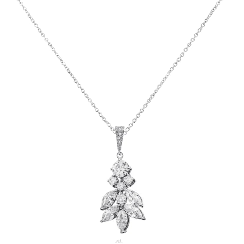 
            
                Load image into Gallery viewer, Devine Silver Crystal Necklace, Bridal Jewellery 7518
            
        