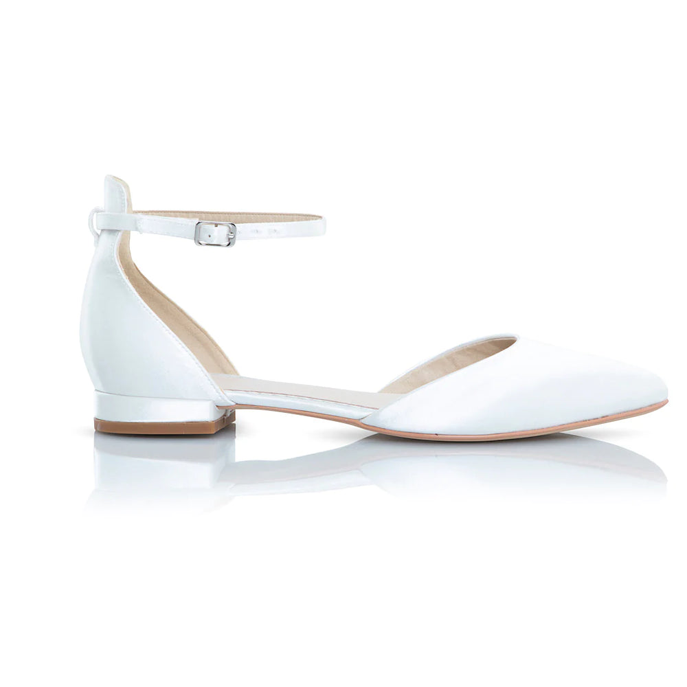 Flat Bridal Shoes in Ivory Satin, By Perfect Bridal Company, Tilly