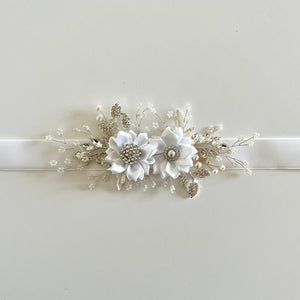 
            
                Load image into Gallery viewer, Floral Bridal Belt, Flower Girl Belt Sash, Velvet Wedding Dress Belt, All colours, TT434
            
        