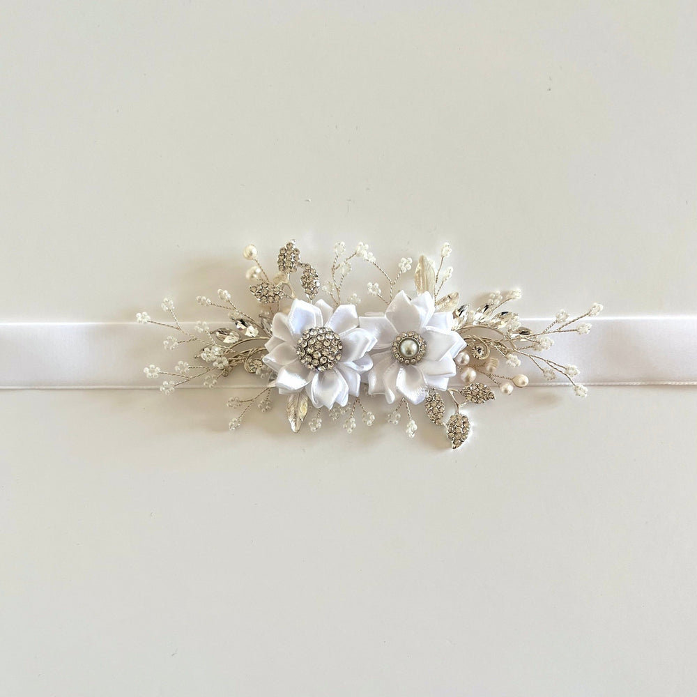 Floral Bridal Belt, Flower Girl Belt Sash, Velvet Wedding Dress Belt, All colours, TT434